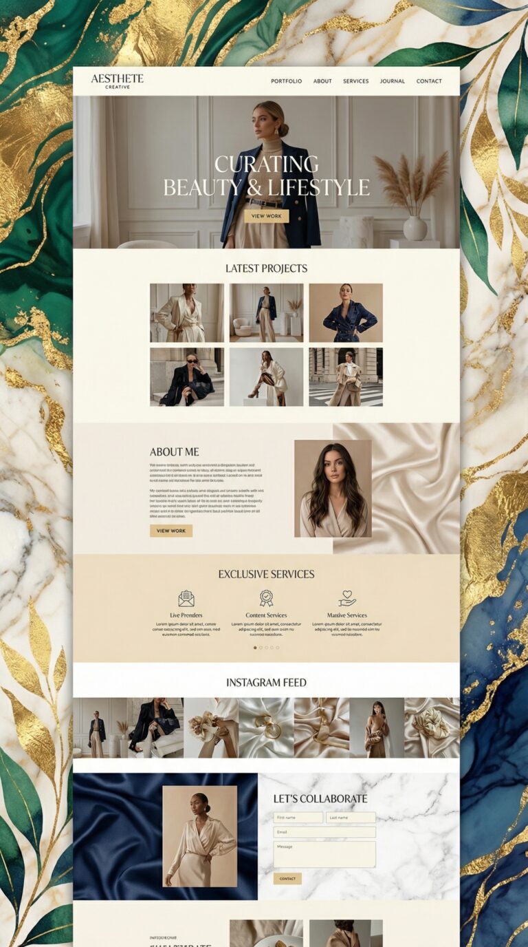 Aesthetic website design preview.