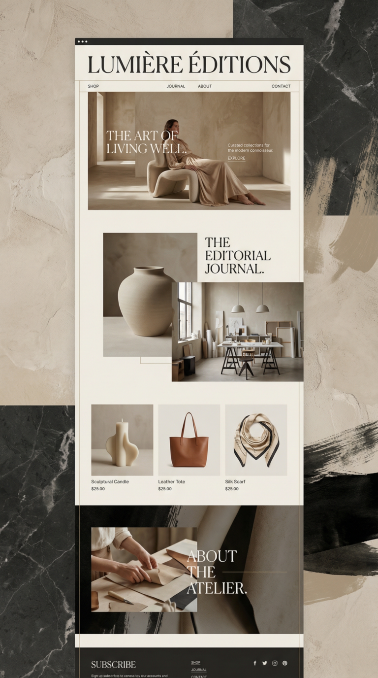 Luxe website design preview.