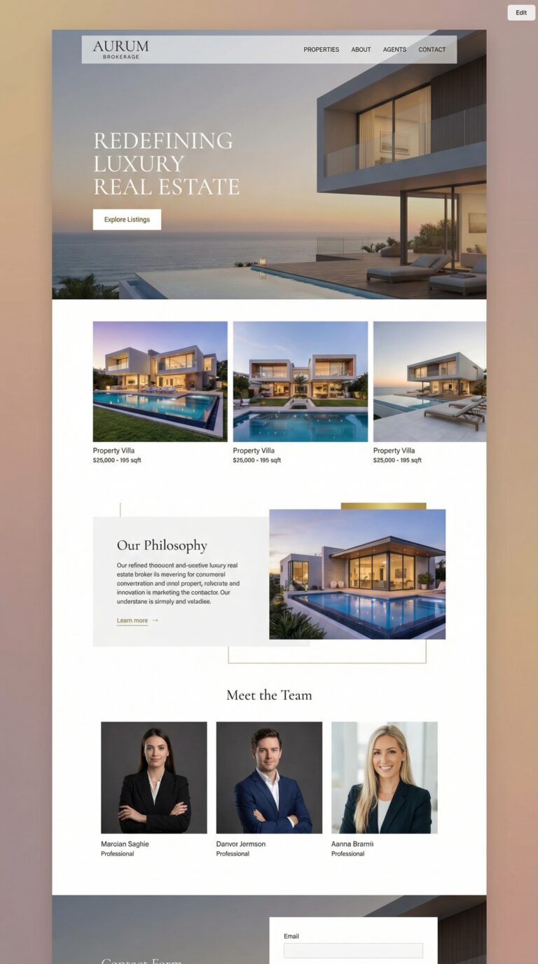Aurum website design preview.
