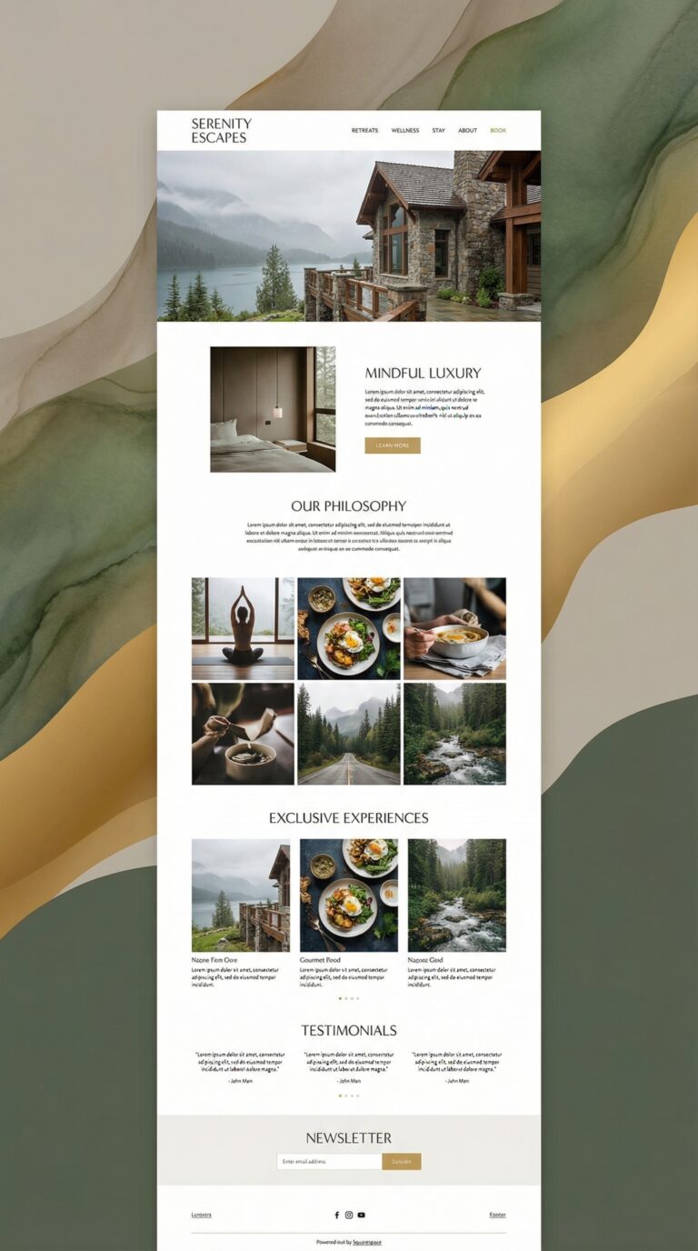 Serenity website design preview.