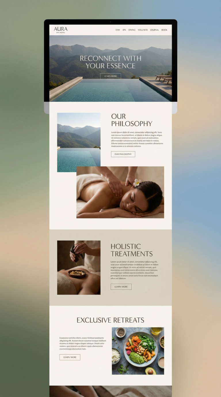 Serenity website design preview.