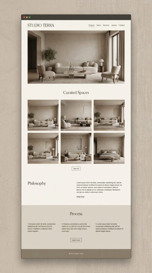 Terra website design preview.