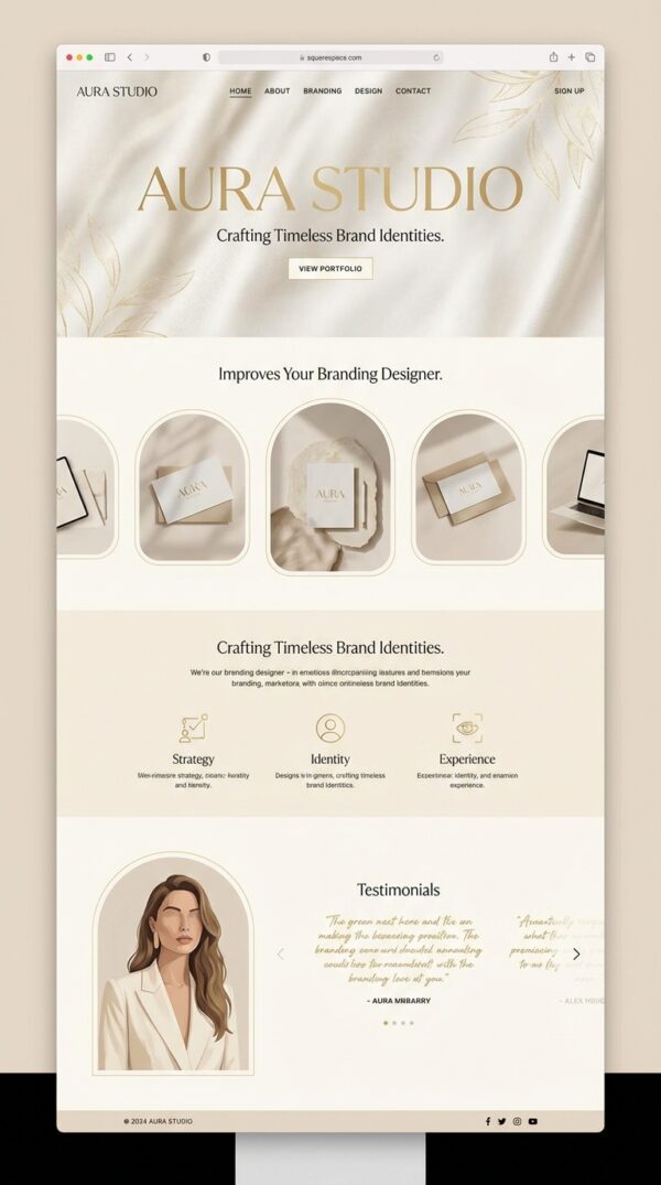 Aura website design preview.