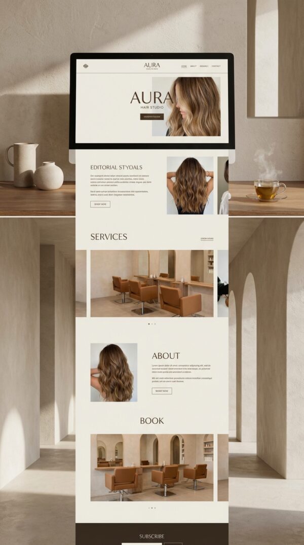 Aura website design preview.