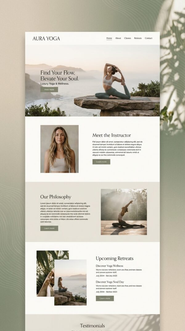 Serene website design preview.