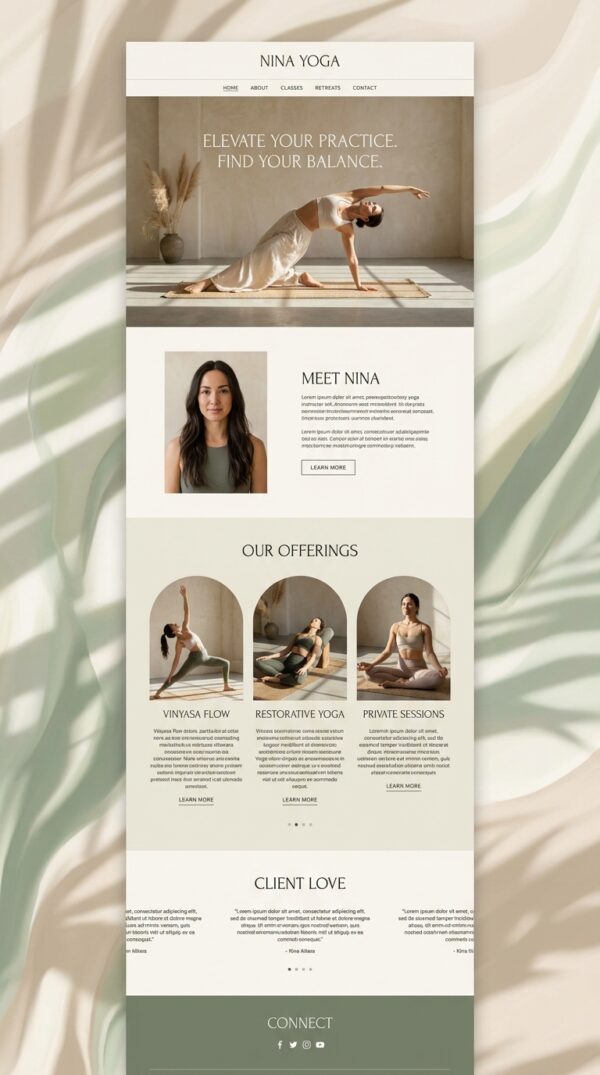 Serenity website design preview.