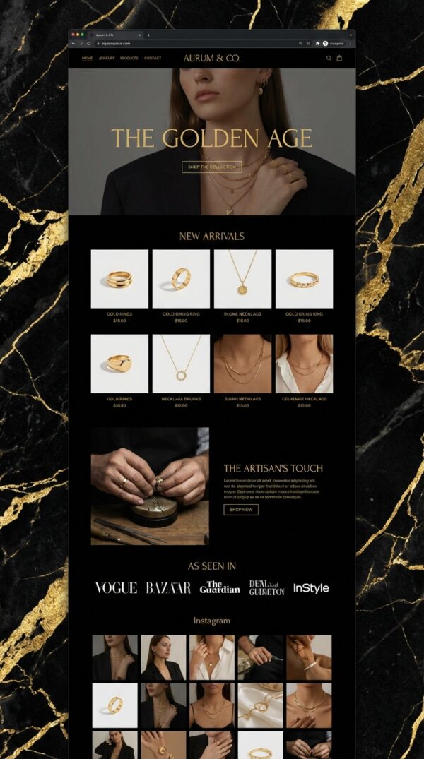 Golden website design preview.
