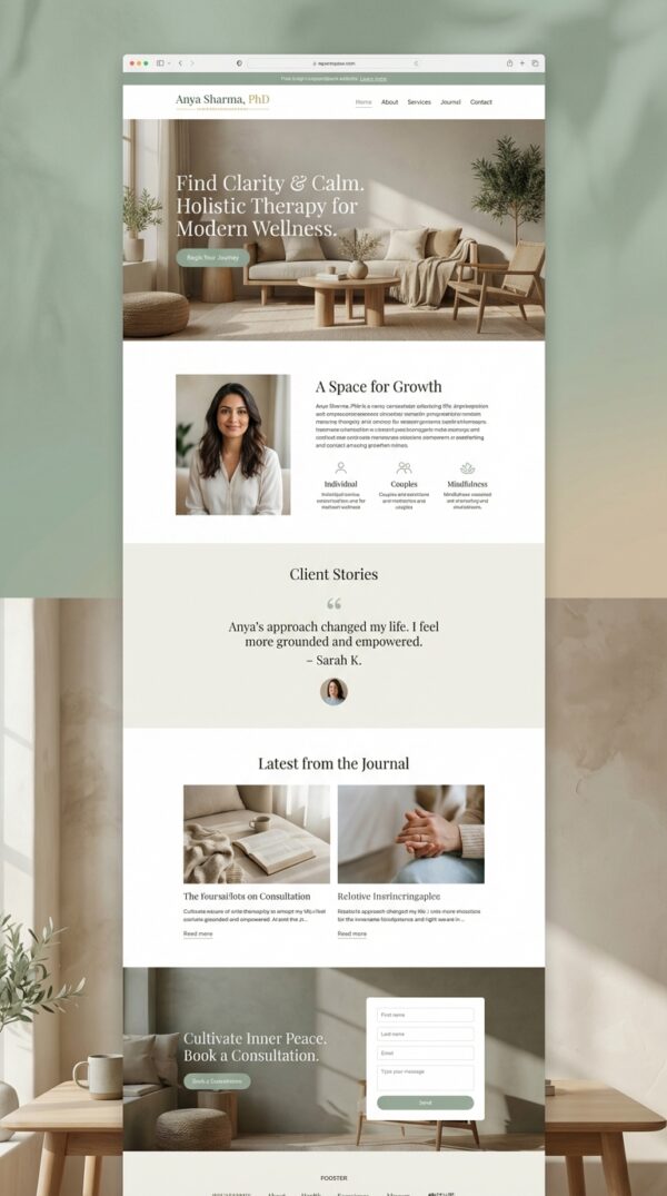 Serene website design preview.