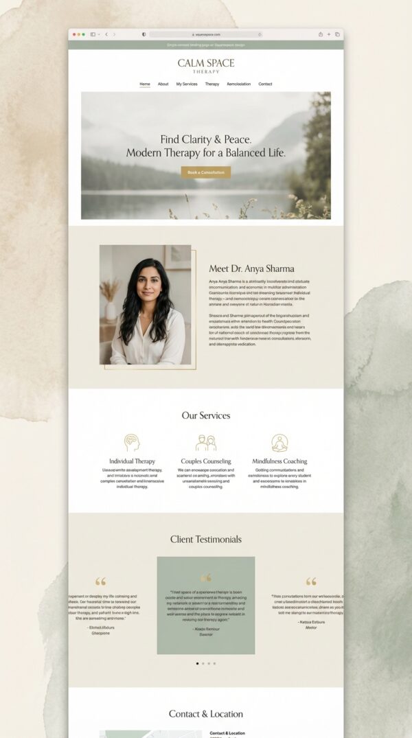 Serene website design preview.