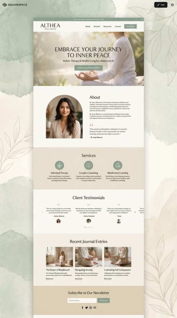 Serene website design preview.